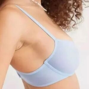 Aerie Smoothez 34C Green Mesh Unlined Balconette Full Coverage Underwire Bra